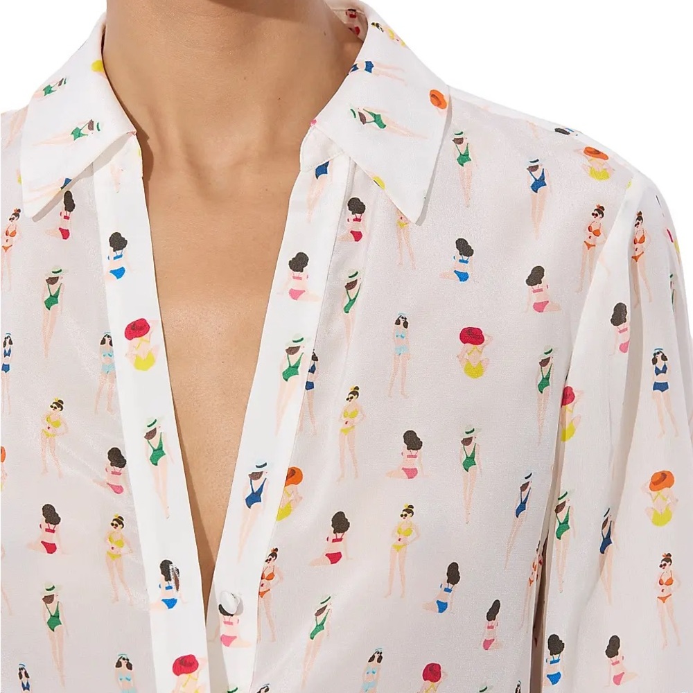 Alice + Olivia Eloise Printed Silk Blouse